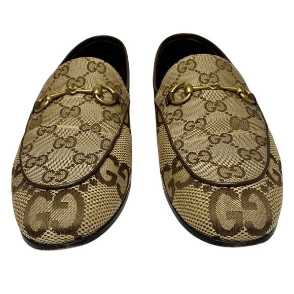 Gucci Jordan Jumbo GG Canvas Loafers Rosewood Beige Horsebit Slip-On Flats 39 - Picture 3 of 11